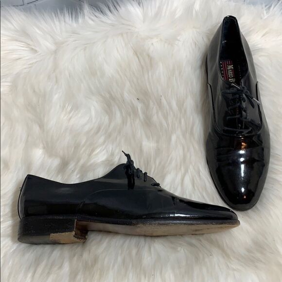 Mario Bruni Black Patent Lace Up Oxford Sz 8.5 - Picture 1 of 7